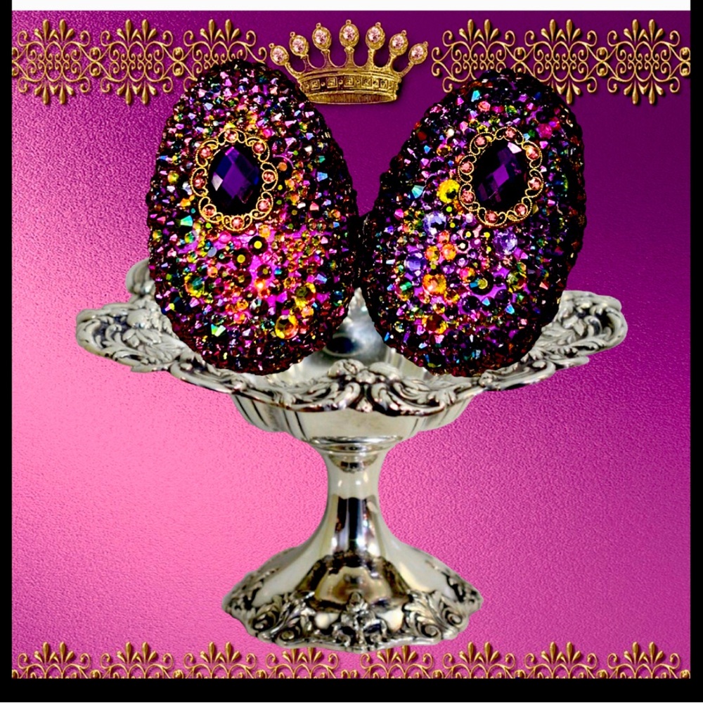 Crystal/Rhinestone Set 2 Purple Passion Luxury Easter Eggs, Custom Eggs, Easter